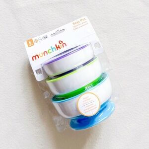 3/$25 Munchkin Stay Put Suction Bowl BPA Free Quick-Release Base Feeding 3Pack